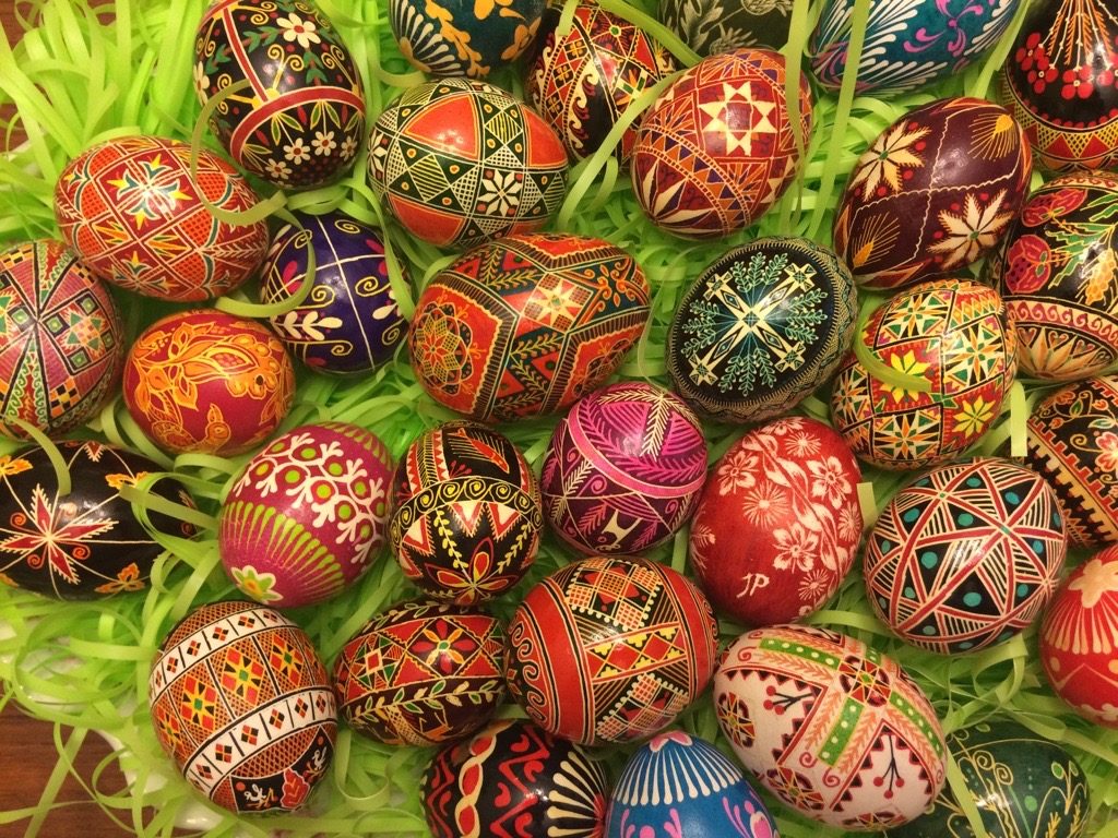 brightly painted Easter Eggs from Ukraine