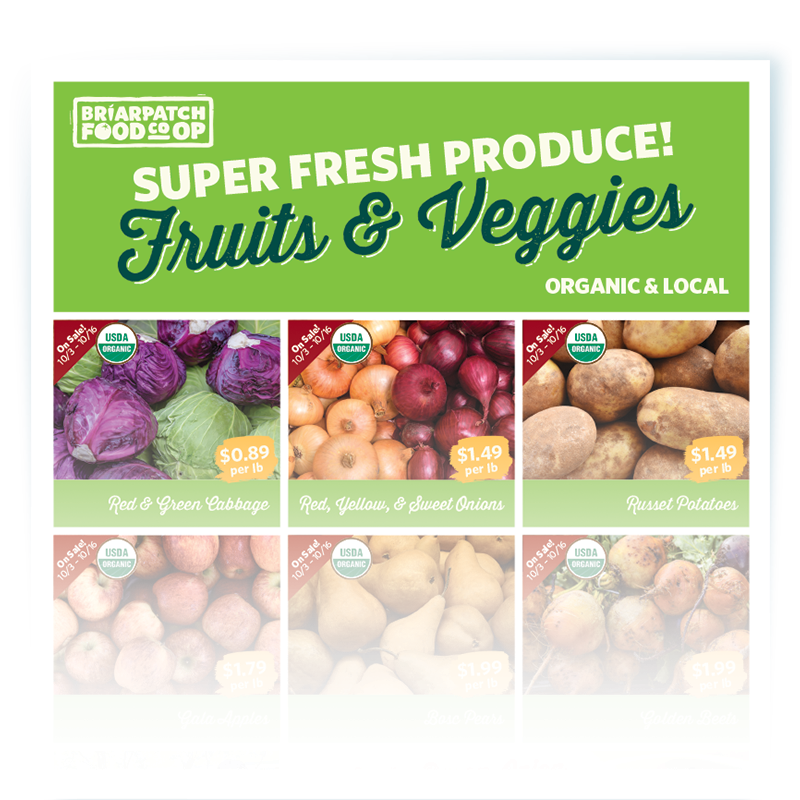 SuperFresh Fruits & Veggies Flyer from BriarPatch