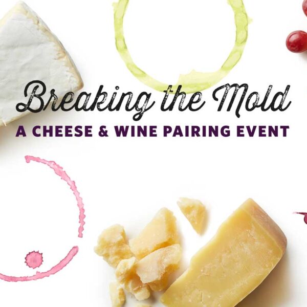 Wine & Cheese Pairing with Beautiful Gourmet Cheeses on a white background with pretty wine glass stains and organic berries