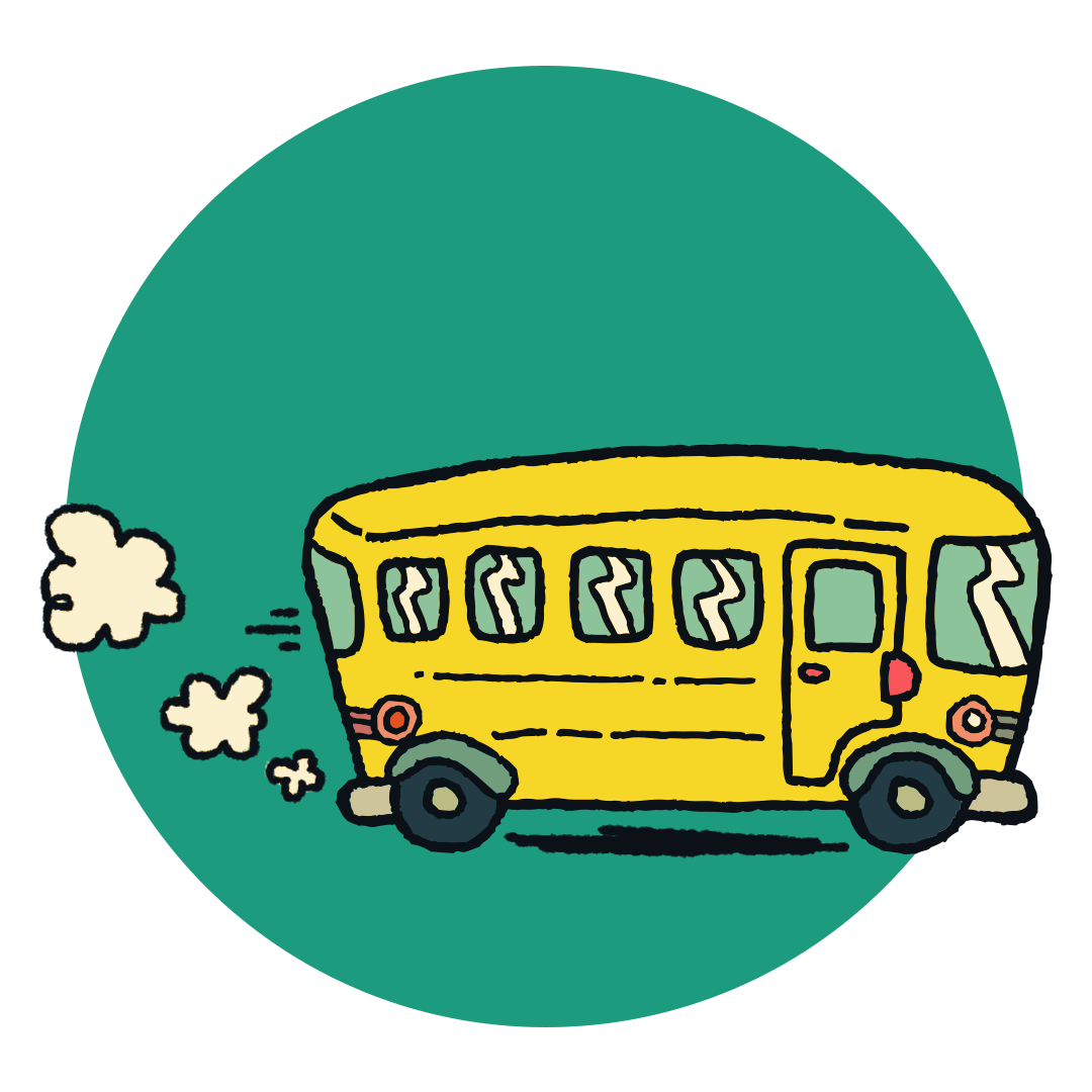 hand drawn yellow school bus in motion